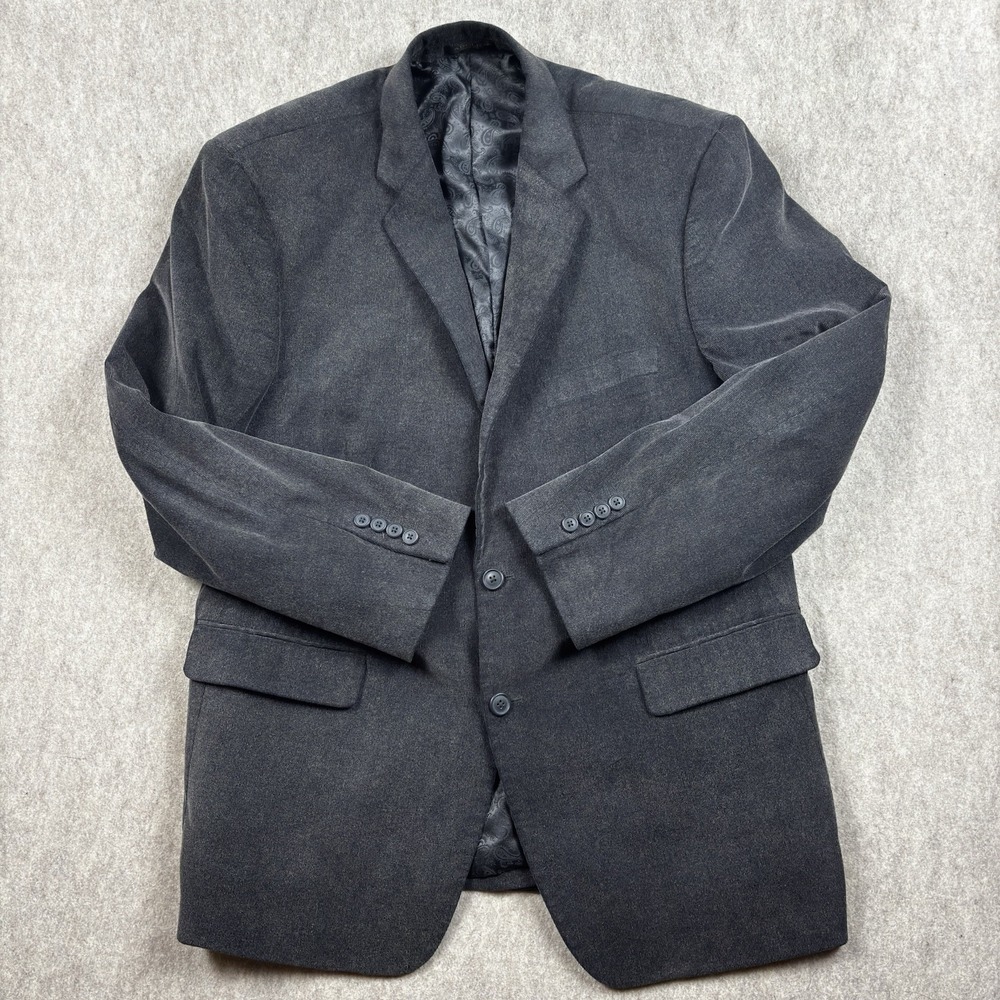 ADOLFO Corduroy 2 Button Sport Coat Mens 44R Charcoal Gray Notch Lapel Blazer